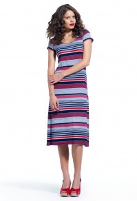 Striped midi dress with cap sleeve Joseph Saba Striped midi dress with cap sleeve Joseph Saba